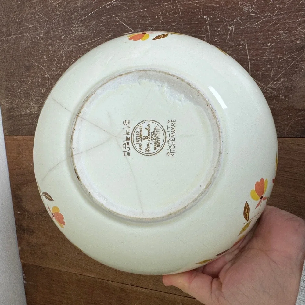 Hall's Superior Kitchenware‎ Mary Dunbar Jewel Tea Autumn Pattern Serving bowl